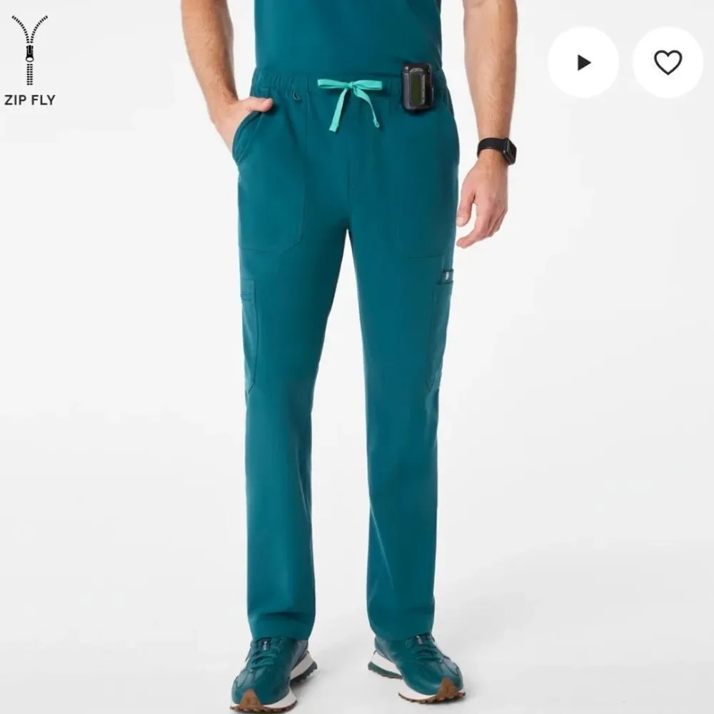 Figs Scrubs Pants Cairo Cargo Scrub Pants Caribbean Blue Zip Fly Tie Waist XL /S